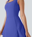 SoftlyZero™ Airy U Neck 2-in-1 Pocket Mini Cool Touch Dance Active Dress - Aster Blue