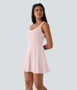 SoftlyZero™ Airy Backless Twisted Flare Low Support Dance Active Dress-Longer Length-Easy Peezy Edition A-D Cups - Primrose Pink