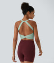 SoftlyZero™ Plush Cut Out Cropped Yoga Tank Top - Subtle Green