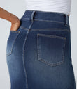 Halara Flex™ High Waisted Pockets Bodycon Washed Denim Casual Midi Skirt - Bright Blue Denim