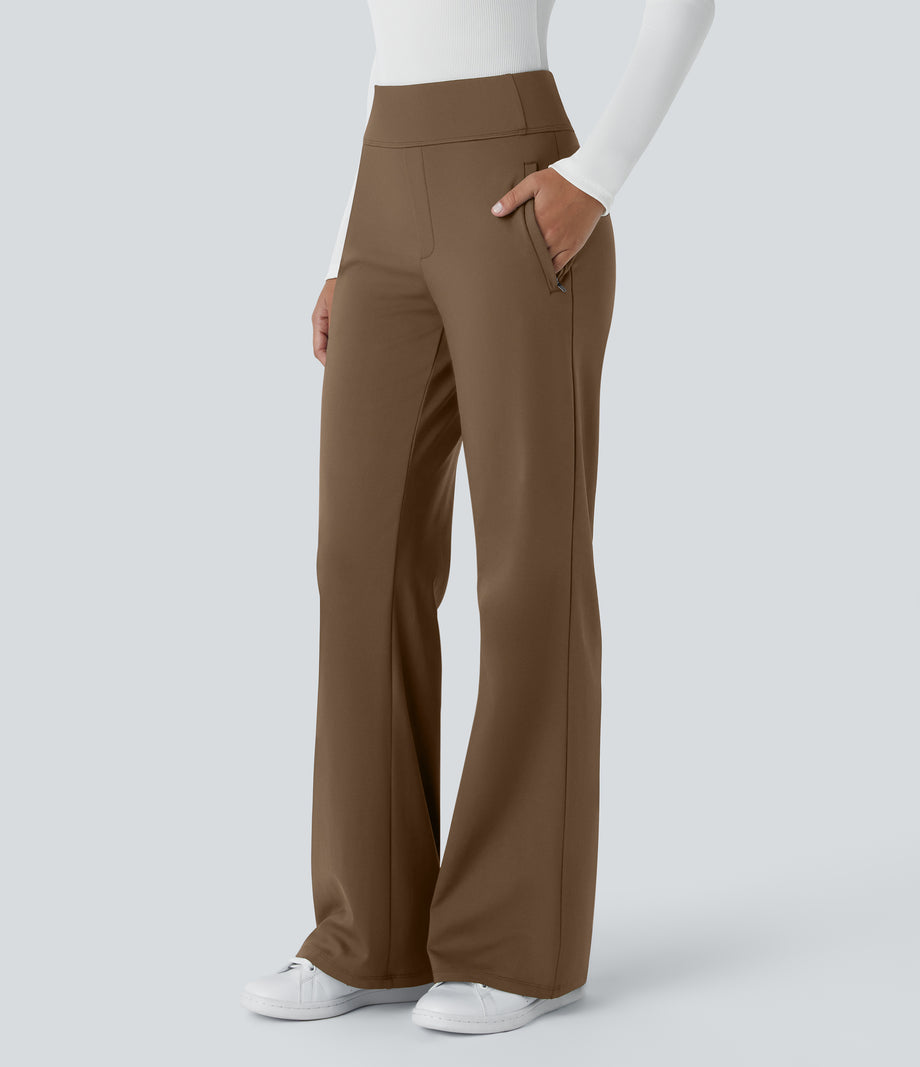 Halara Flex™ DayStretch Mid Rise Side Zipper Pocket Work Flare Pants - Sepia