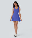 SoftlyZero™ Airy U Neck 2-in-1 Pocket Mini Cool Touch Dance Active Dress - Aster Blue