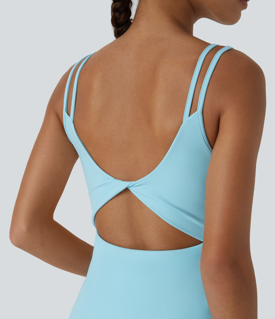 SoftlyZero™ Plush Double Straps 2-Piece Pocket Slip Dance Active Dress A-D Cups - Spun Sugar