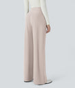 Halara Flex™ High Waisted Body Sculpt Waist-Slimming Pocket Wide Leg Micro Waffle Work Pants - Oat Milk