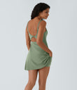 SoftlyZero™ Plush Double Straps 2-Piece Pocket Slip Dance Active Dress A-D Cups - Asparagus