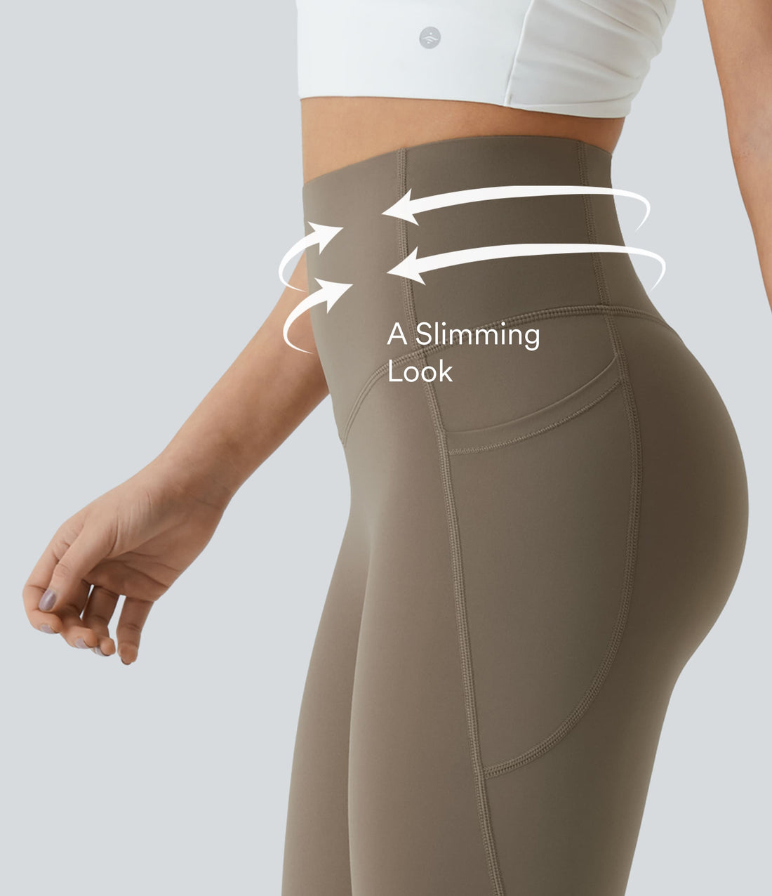 Halara UltraSculpt™ High Waisted Tummy Control Pocket Shaping Training Leggings - Dawn Brown