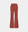 High Waisted Side Flap Pocket Flare Casual Cargo Pants - Cinnabar