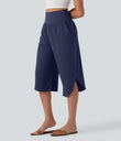 Breezeful™ High Waisted Tummy Control Hem Quick Dry Capri Pants with Pockets - Patriot Blue