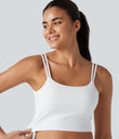 Halara UltraSculpt™ Double Straps Twisted Backless Cropped Yoga Tank Top - White