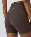 Halara UltraSculpt™ High Waisted Tummy Control Side Pocket Shaping Training Biker Shorts 5'' - Hot Fudge
