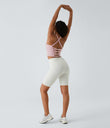 Crisscross Backless Built-in Bra Cropped Running Tank Top A-D Cups - Peachskin
