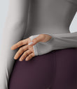 Solid Thumb Hole Yoga Sports Top - Mist Grey