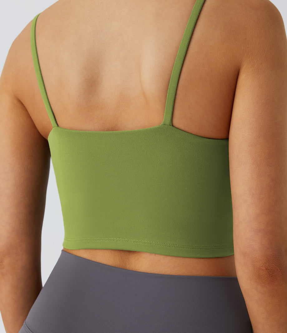 Basic Padded Workout Cropped Low Support Tank Top A-D Cups - Peridot