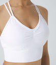 OneForm Seamless Flow Low Support Ruched Double Straps Sports Bra A-D Cups - White