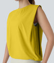 Round Neck Ruched Cool Touch Yoga Tank Top-UPF50+ - Mango Mint