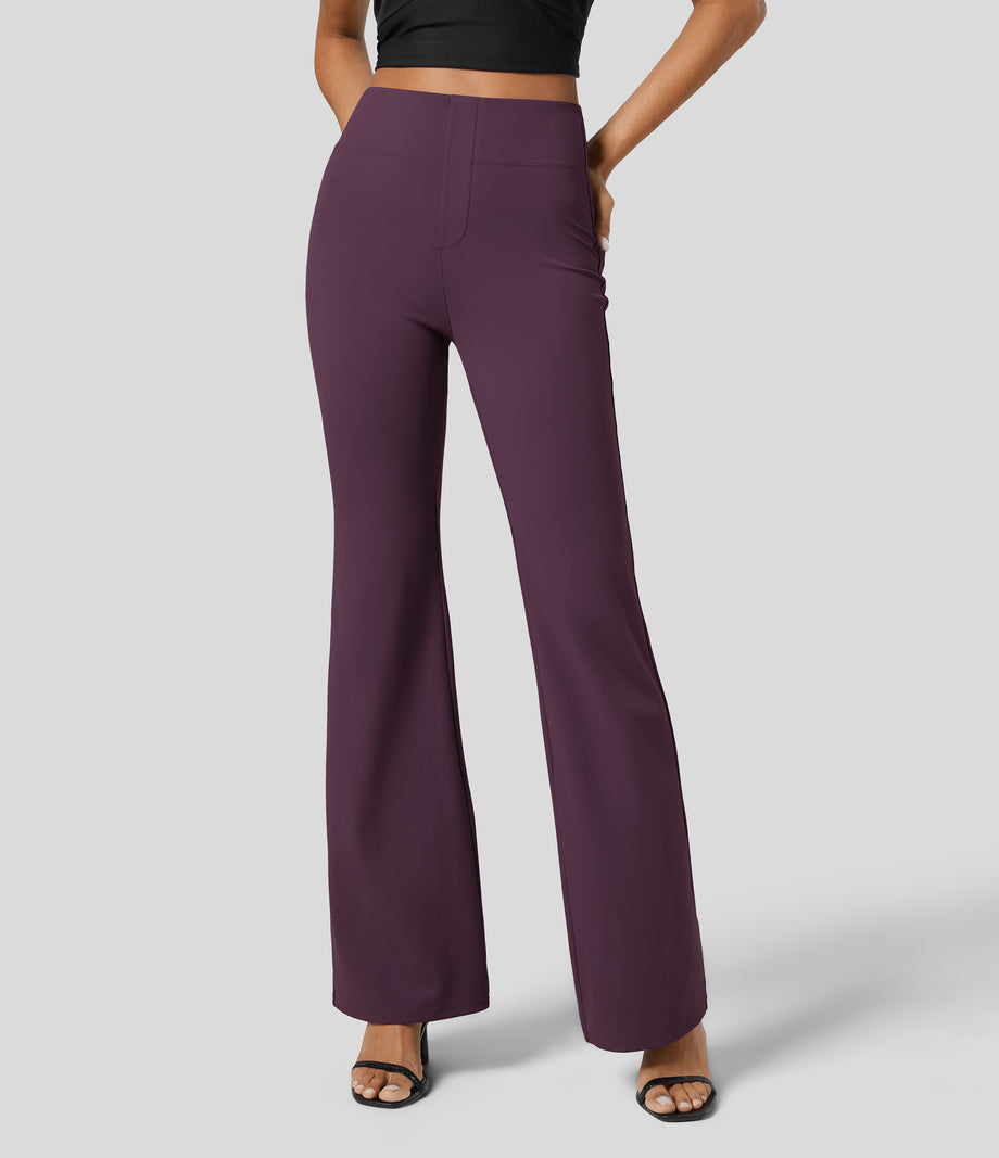 Halara Flex™ High Waisted Back Side Pocket Slight Flare Work Pants - Night's Purple