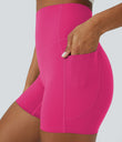 Halara UltraSculpt™ High Waisted Tummy Control Side Pocket Shaping Training Biker Shorts 5'' - Fuchsia Purple