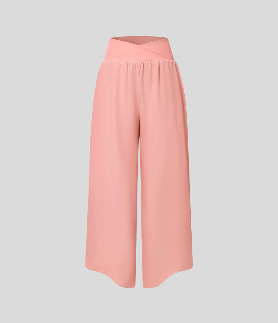 Breezeful™ High Waisted Crossover Quick Dry Resort Pants with Pockets - Blossom