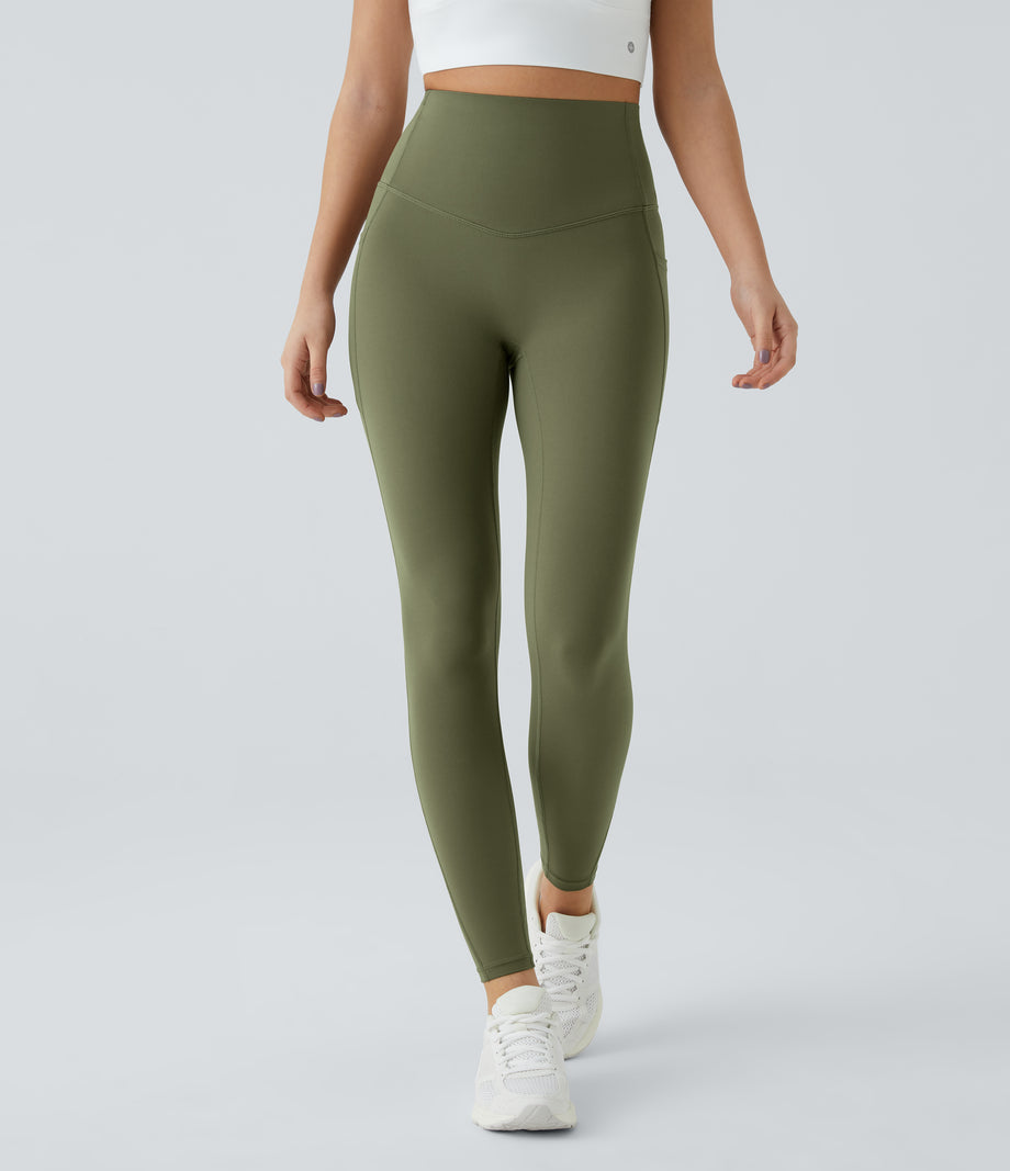 Halara UltraSculpt™ High Waisted Tummy Control Pocket Shaping Training Leggings - Grass Grey Green