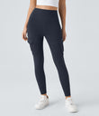 DayStretch High Waisted Cargo Pocket Skinny Yoga Leggings - Midnight Blue