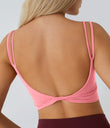 Double Straps Cropped Yoga Tank Top - Dreamy Peach Pink