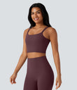 Halara UltraSculpt™ Double Straps Twisted Backless Cropped Yoga Tank Top - Evening Red