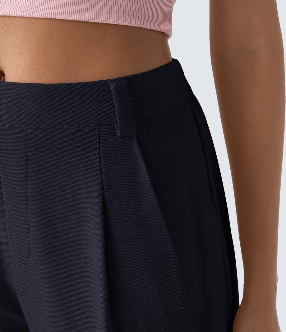 Mid Rise Pocket Barrel Leg Baggy Work Pants - Night Sky