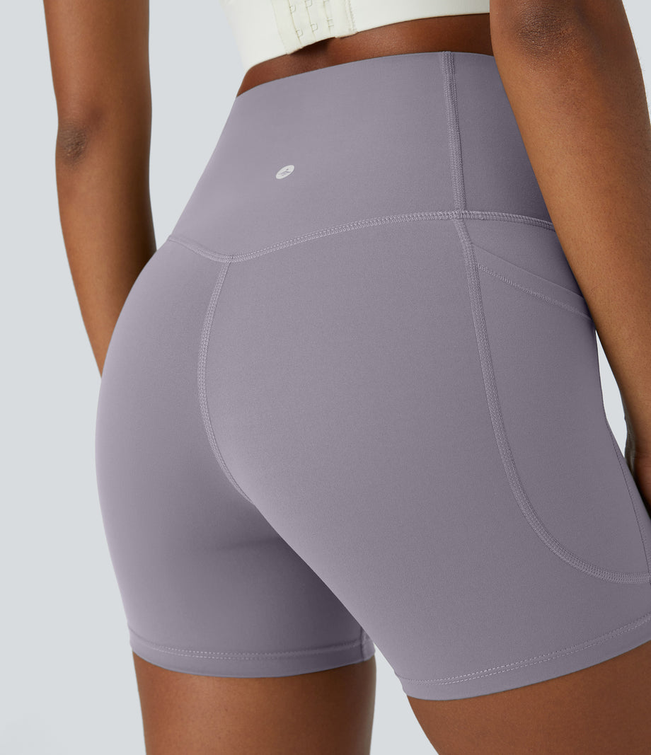 Halara UltraSculpt™ High Waisted Tummy Control Side Pocket Shaping Training Biker Shorts 5'' - Minimal Gray