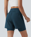 SoftlyZero™ Airy Super High Waisted 2-in-1 Cool Touch Yoga Shorts 7'' with Pockets - Majolica Blue