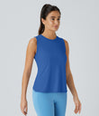 Cut Out Crossover Hem Solid Yoga Tank Top - Nebulas Blue