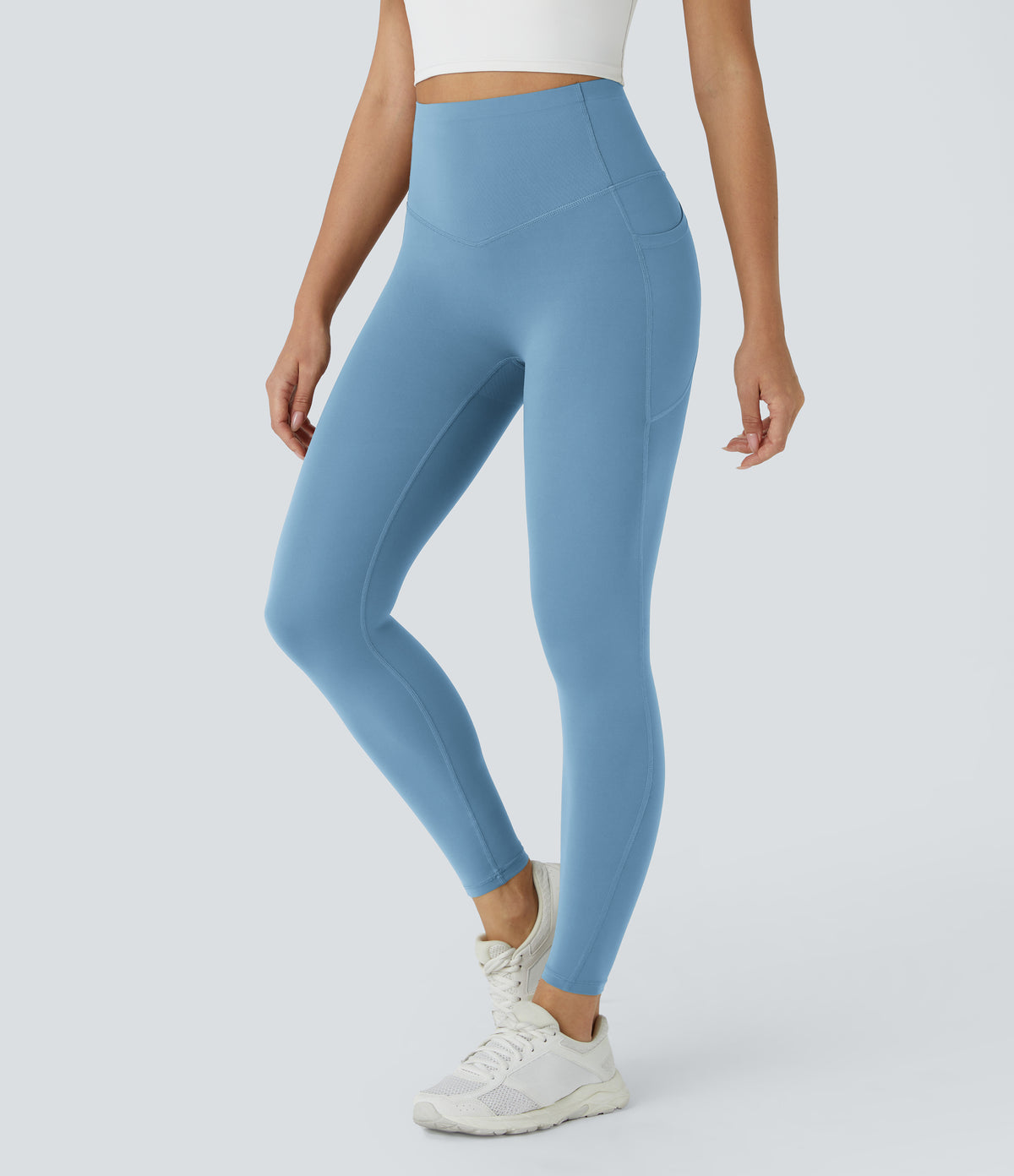 Halara UltraSculpt™ High Waisted Butt Lifting Tummy Control Pocket Shaping Workout Leggings - Whale Blue