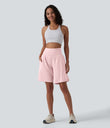SoftlyZero™ Airy Super High Waisted 2-in-1 Cool Touch Yoga Shorts 9" with Pockets - Primrose Pink