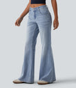 Halara Flex™ Low Rise Flare Washed Casual Jeans with Pockets - Light Blue – Glacier Light Blue