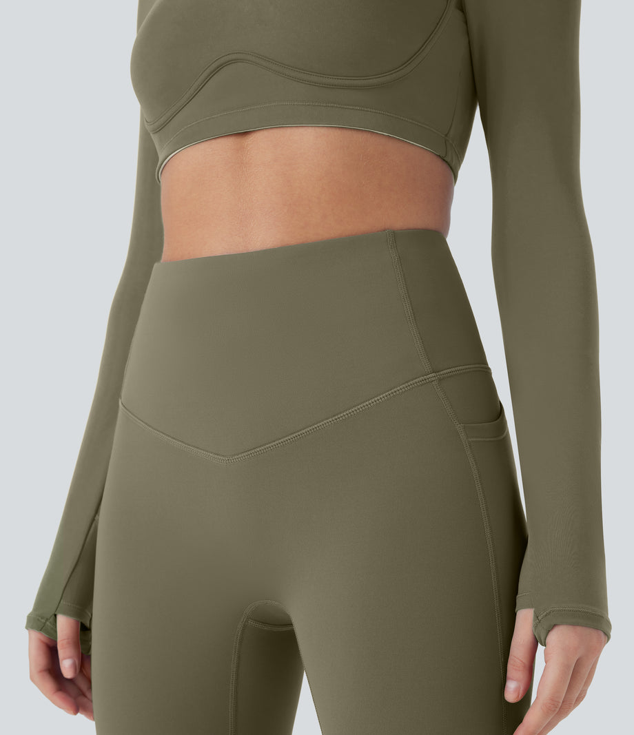 SoftlyZero™ Plush Thermal High Waisted Tummy Control Pocket Workout Leggings - Deep Sage