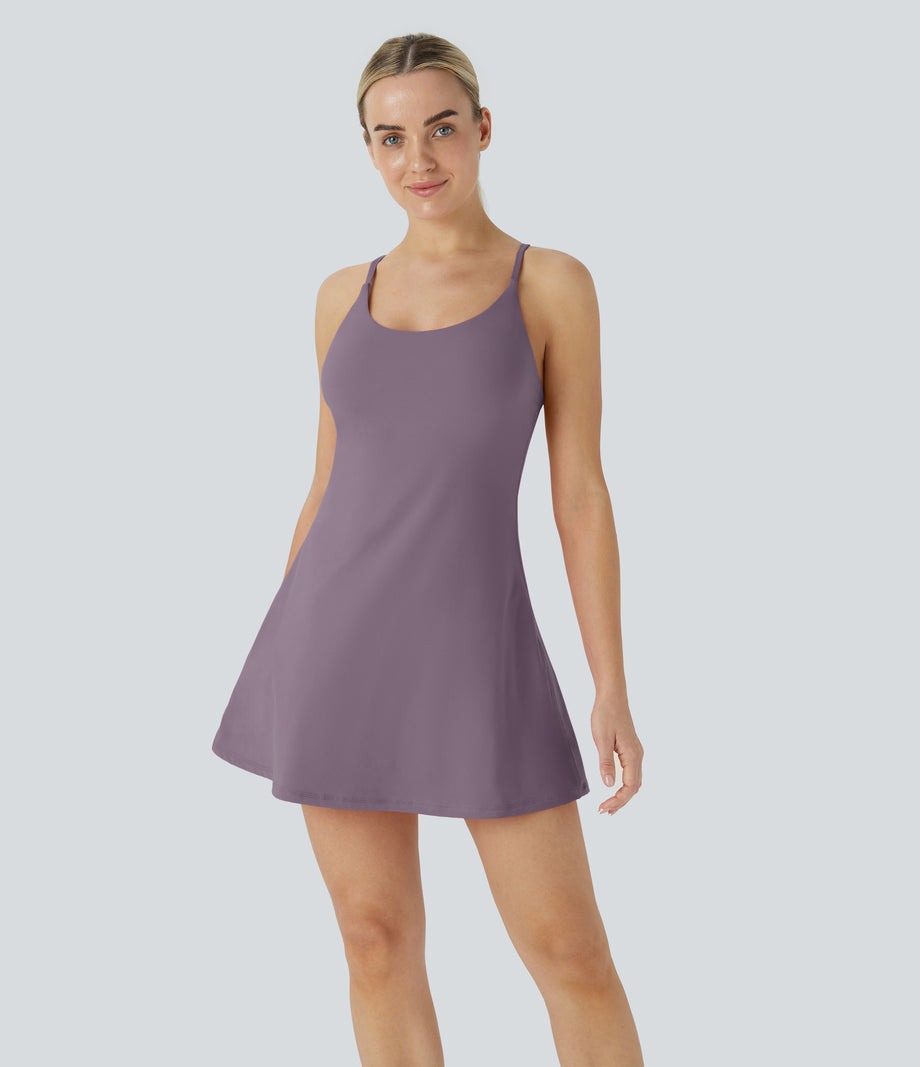 SoftlyZero™ Plush Backless Active Dress - Tulip Purple