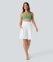 SoftlyZero™ Airy High Waisted Pockets Cool Touch Yoga Bermuda Shorts - White
