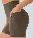 Halara UltraSculpt™ High Waisted Scrunch Butt Lifting Tummy Control Pocket Shaping Workout Biker Shorts 5'' - Thick Earthy Brown