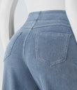 Halara Flex™ High Waisted Pockets Wide Leg Loose Work Jeans - Ice Crevice Denim
