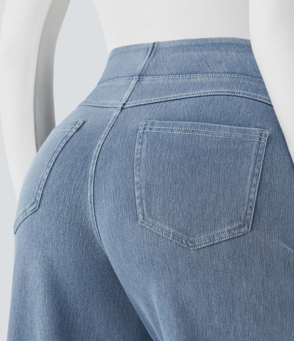 Halara Flex™ High Waisted Pockets Wide Leg Loose Work Jeans - Ice Crevice Denim