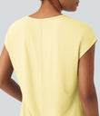 V Neck Short Sleeve Casual T-Shirt - Tender Yellow