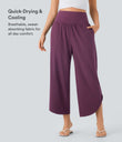 Breezeful™ High Waisted Tummy Control Split Hem Quick Dry Resort Pants with Pockets - Amaranth