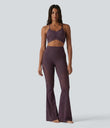 Halara UltraSculpt™ High Waisted Tummy Control Contrast Lace Yoga Flare Leggings with Pocket - Night's Purple