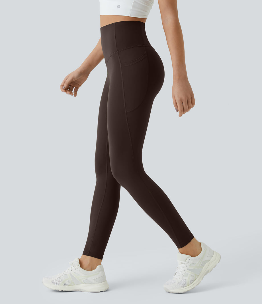 Halara UltraSculpt™ High Waisted Tummy Control Pocket Shaping Training Leggings - Hot Fudge