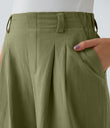 High Waisted Pocket Wide Leg Flowy Solid Palazzo Casual Linen-Feel Pants - Sphagnum