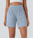 SoftlyZero™ Airy Super High Waisted 2-in-1 Cool Touch Yoga Shorts 7" with Pockets - Baby Blue
