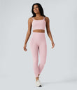 Halara UltraSculpt™ Double Straps Twisted Backless Cropped Yoga Tank Top - Primrose Pink