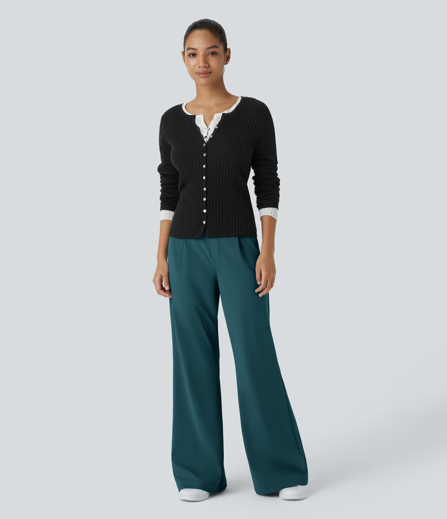 Halara Flex™ DayStretch High Waisted Pocket Work Flare Pants - Atlantic Deep