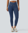 Halara Flex™ Crossover Pocket Washed Denim Work Leggings - Tide Blue Denim