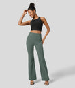 Halara Flex™ High Waisted Back Side Pocket Slight Flare Work Pants - Duck Green