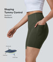 Halara UltraSculpt™ High Waisted Tummy Control Pocket Shaping Training Biker Shorts 7'' - Deep Woodland Green